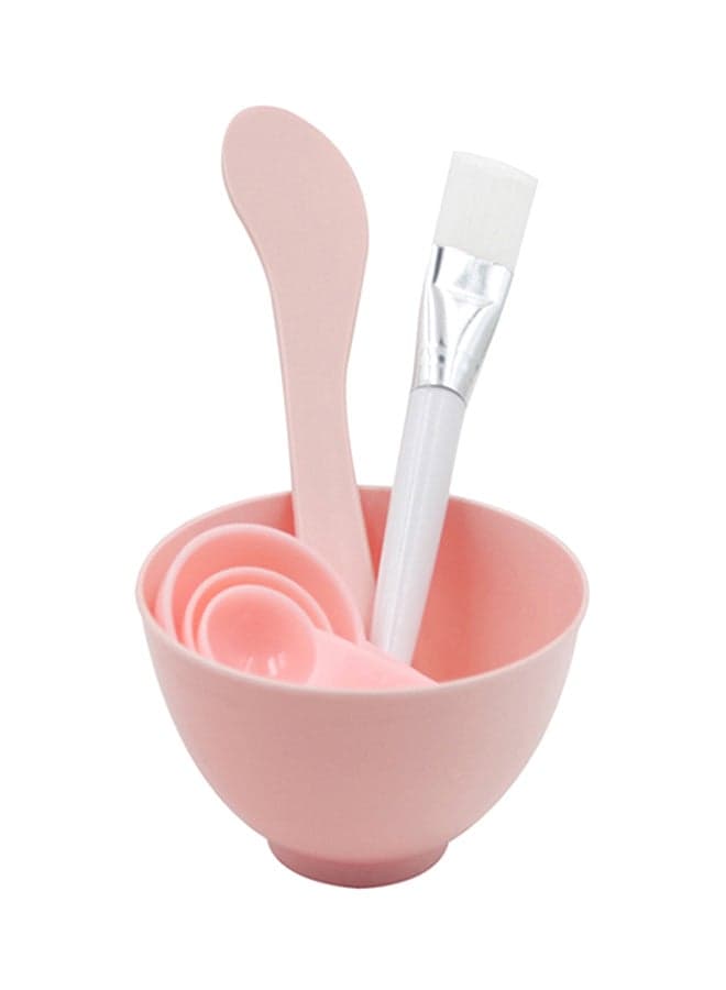 6-Piece Makeup Bowl And Brush Set Peach/White/Silver Face Brushes