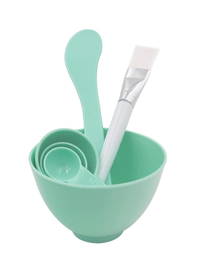 6-Piece Makeup Bowl And Brush Set Green/White/Silver Face Brushes