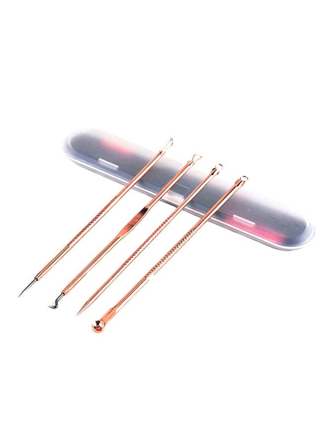 4 Piece Acne Extractor Needle Set Rose Gold Blackhead & Acne Remover