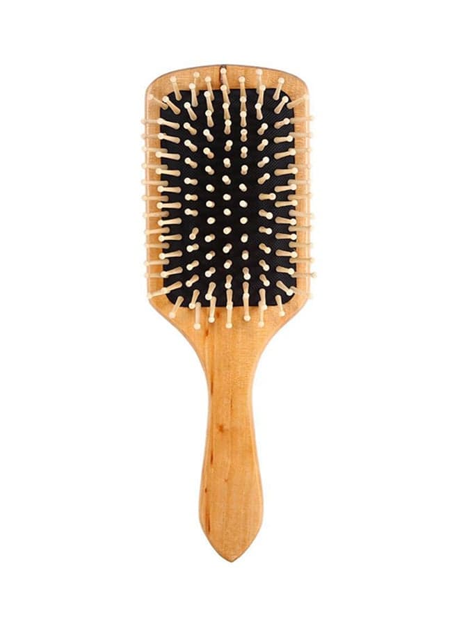 Wooden Paddle Hairbrush Comb Beige/Black Hair Combs