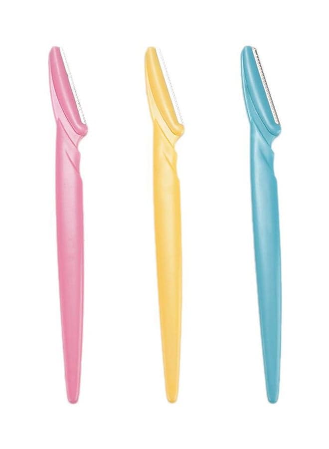 3-Piece Eyebrow Razors Pink/Yellow/Blue Women's Razors & Blades