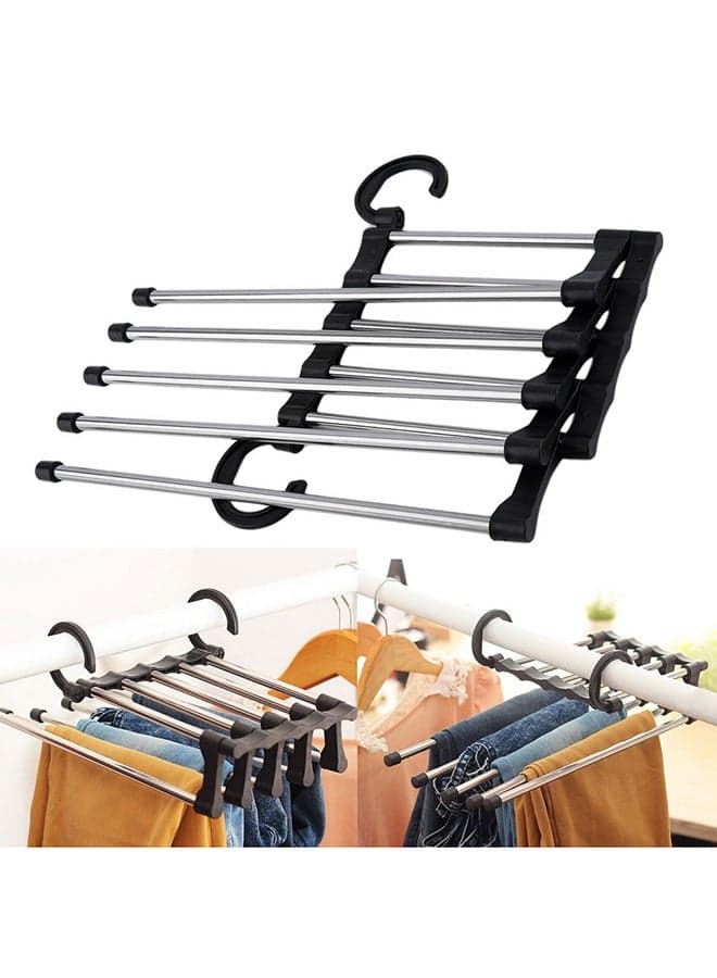 Trouser Pants Rack Hanger Space Saving Silver/Black Closet Clothes Hangers (٣)