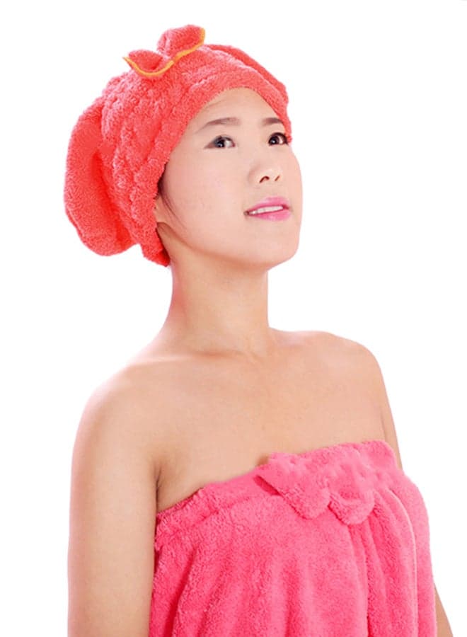 Quick Hair Drying Hat Wrap Cap Watermelon Pink Shower Caps (٣)