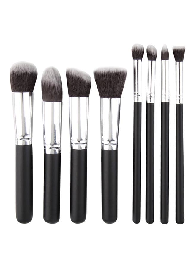 8 Piece Makeup Brush Set Black/Silver