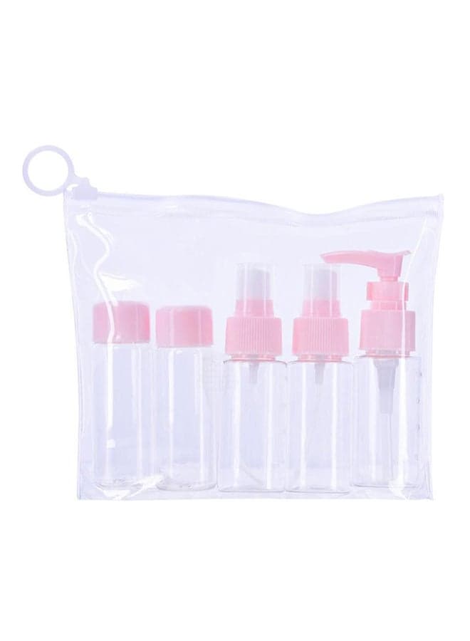 5-Piece Mini Portable Empty Travel Cosmetics Bottles Pink/Clear