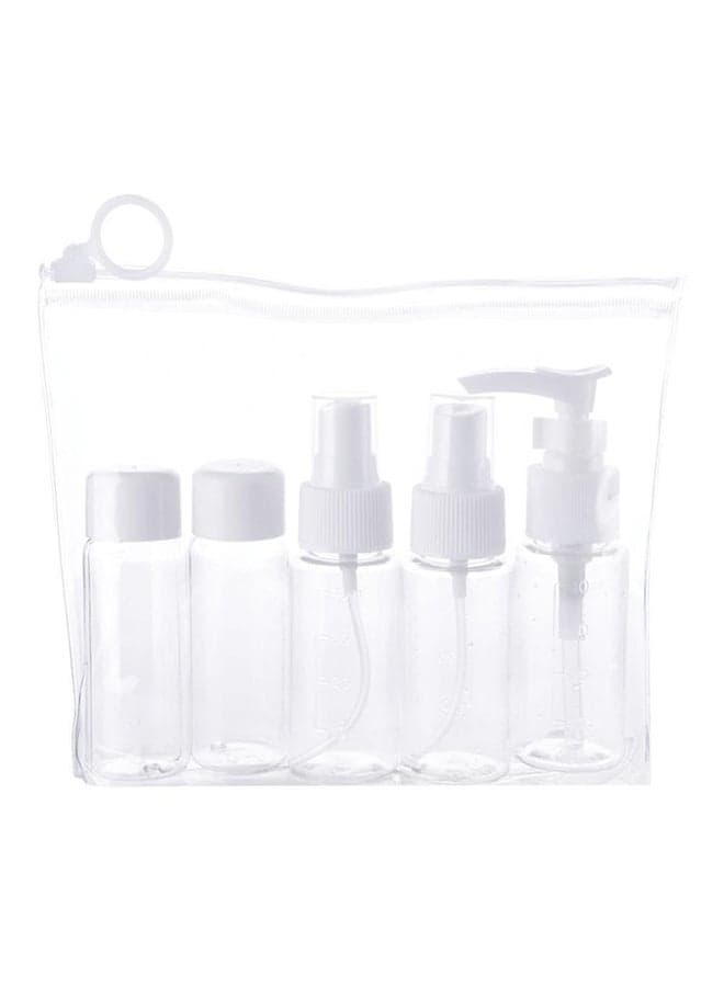 5-Piece Mini Portable Empty Travel Cosmetics Bottles White/Clear