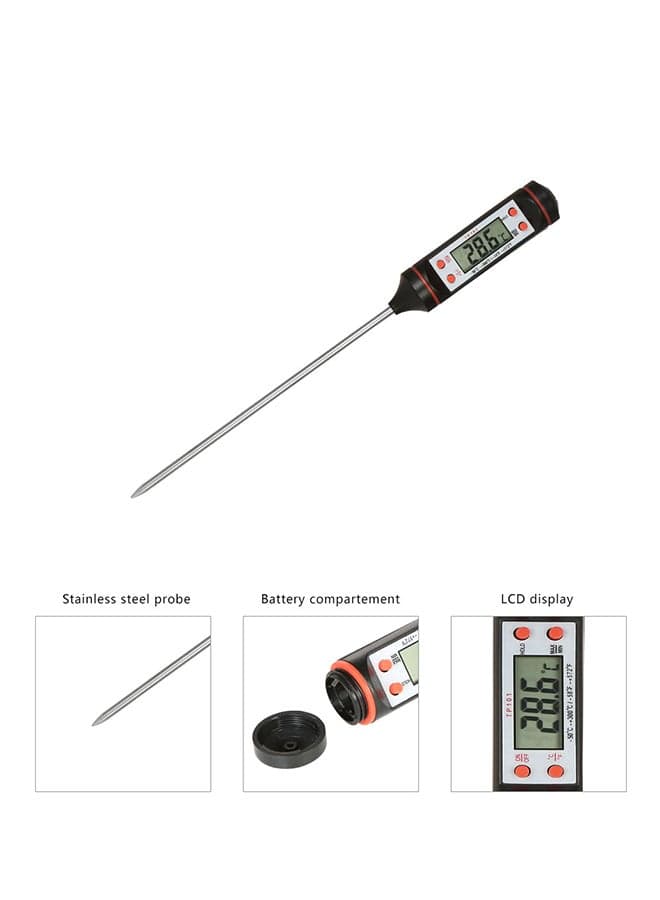 Digital Food Temperature Thermometer Black/Silver Kitchen Thermometers (4)