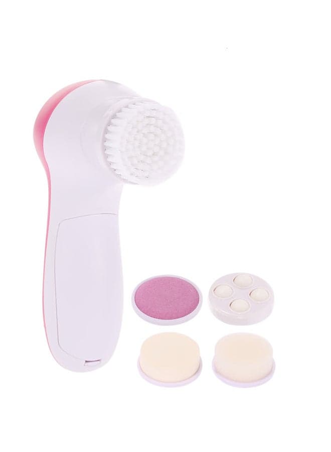 5-In-1 Electric Facial Cleansing Face Care Massager Pink/White