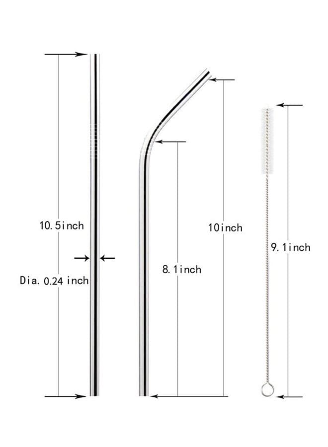 10-Piece Stainless Steel Drinking Straw Set Silver 26.7x0.6centimeter (5)