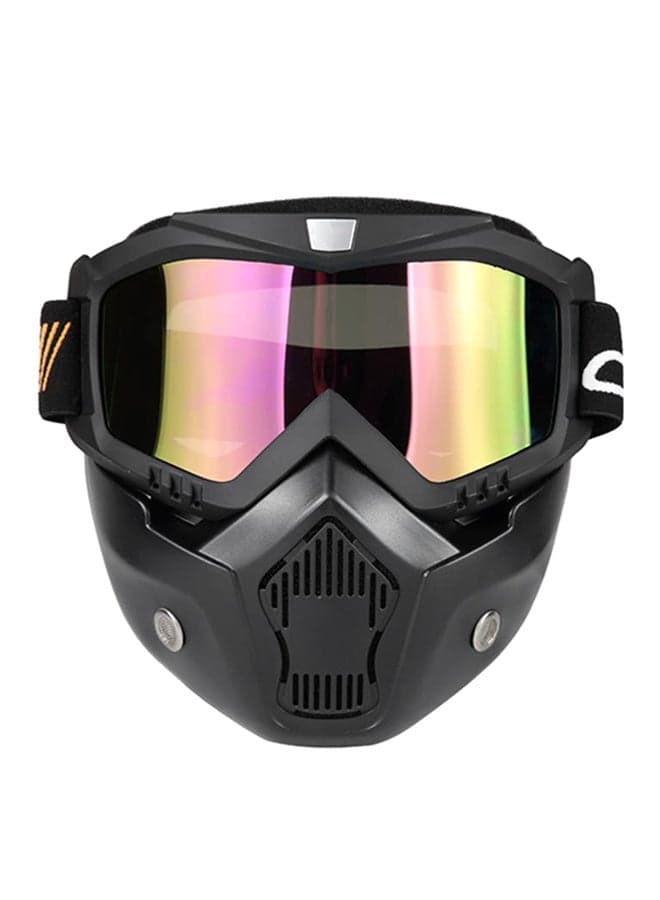 Mortorcycle Mask Detachable Goggles and Mouth Filter for Open Face Helmet Motocross Ski Snowboard