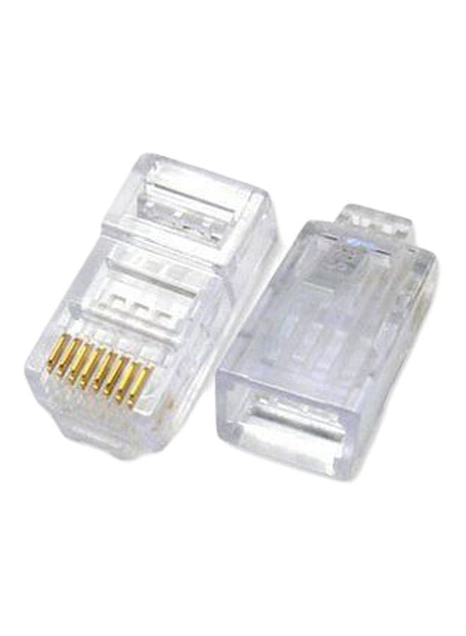 100-Piece Modular RJ45 Connector Set Clear/Gold Chargers & Charger Adapters