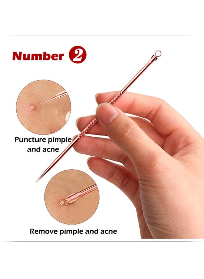 4 Piece Lanbena Rose Gold Double Tip Needle Blackhead Whitehead Pimple Acne Removing Tool Blackhead & Acne Remover (4)
