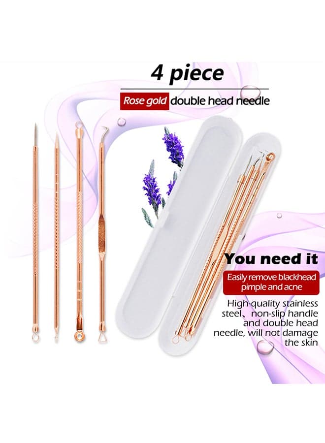 4 Piece Lanbena Rose Gold Double Tip Needle Blackhead Whitehead Pimple Acne Removing Tool Blackhead & Acne Remover (3)