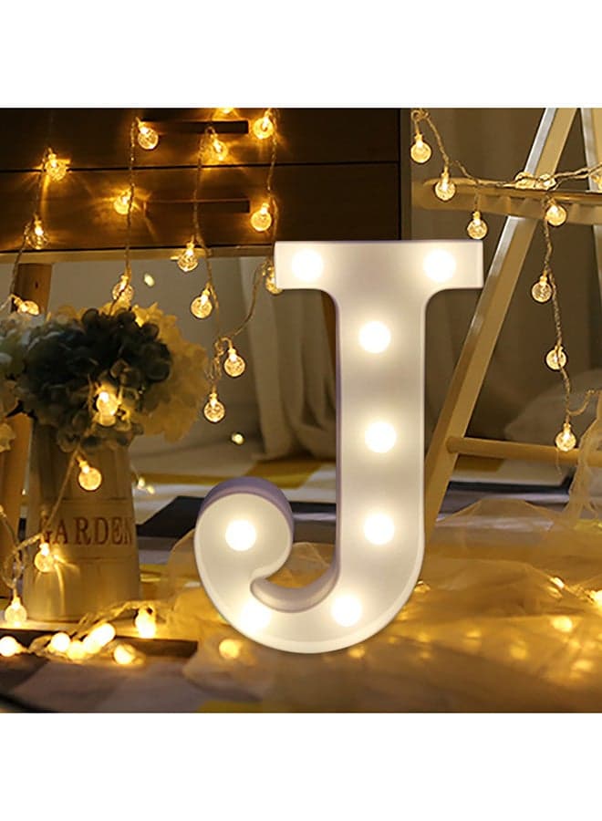 J Alphabet LED Alphabet LED Letter Lights Light Up White Plastic Letters Standing Hanging Letter Light White 22x18x4.5cm Light Bulbs (3)