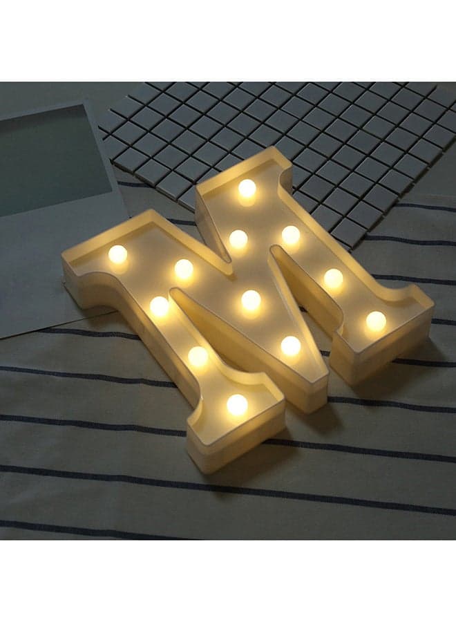 M Letter Battery Powered Free Standing Hanging Eye-catching LED Light White 22x18x4.5cm Light Bulbs (3)