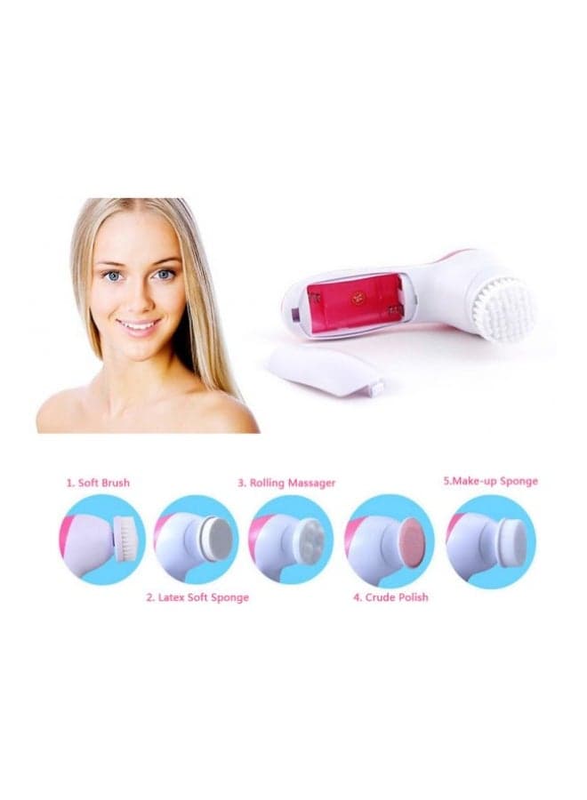 Electric Face Wash Machine Facial Pore Cleaner Body Cleaning Massage Brush White/Pink 13x7x4cm Cleansing Brushes (٤)