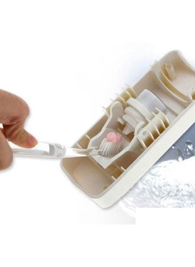 Wall Mounted Toothbrush Holder With Dispenser White (٤)