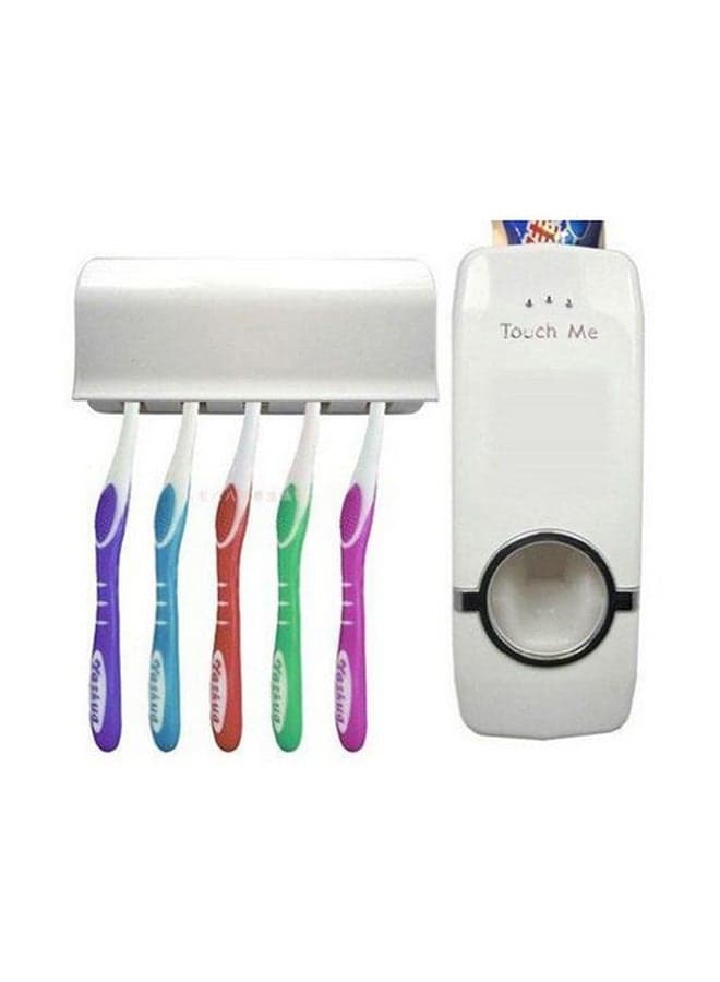 Wall Mounted Toothbrush Holder With Dispenser White (٣)