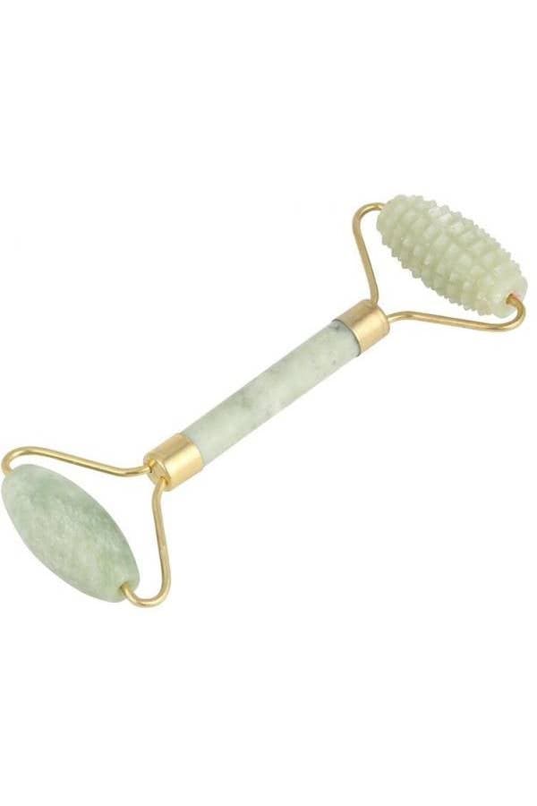 Dual Action Jade Facial Roller Green/Gold 14cm Face Massagers & Rollers