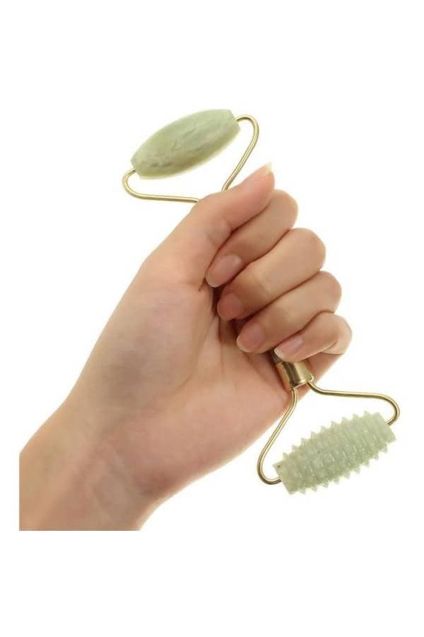 Dual Action Jade Facial Roller Green/Gold 14cm Face Massagers & Rollers (٣)