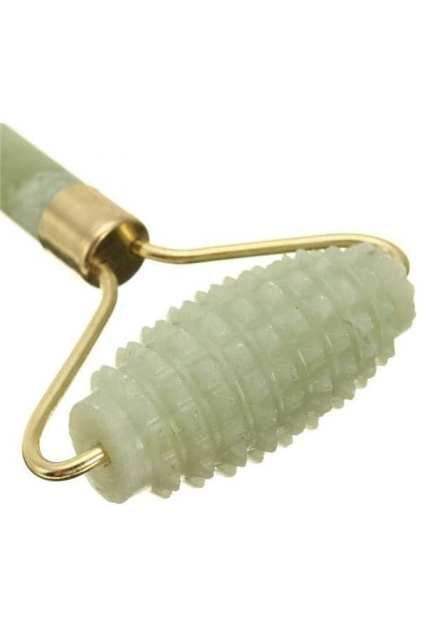 Dual Action Jade Facial Roller Green/Gold 14cm Face Massagers & Rollers (٥)