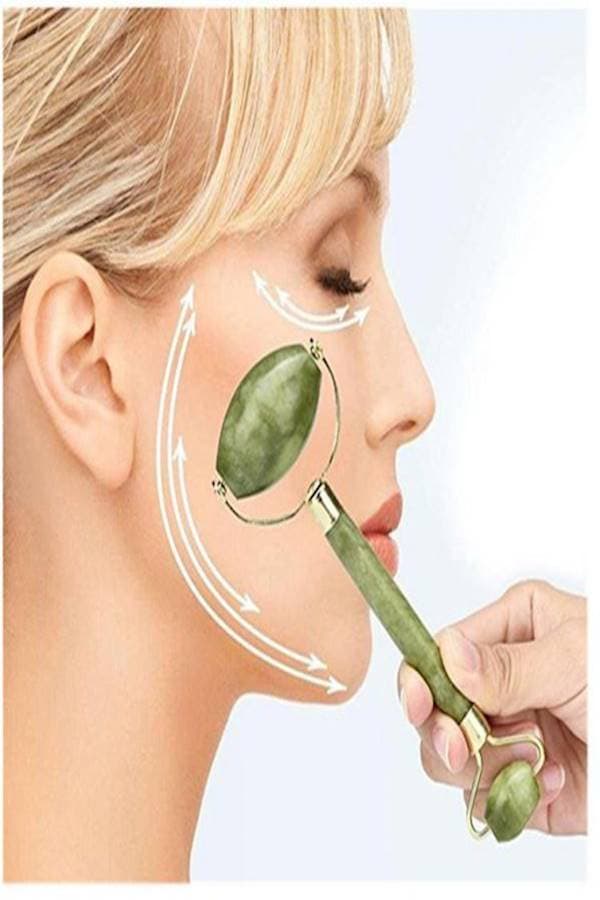 Jade Facial Roller Green/Gold Face Massagers & Rollers (٥)