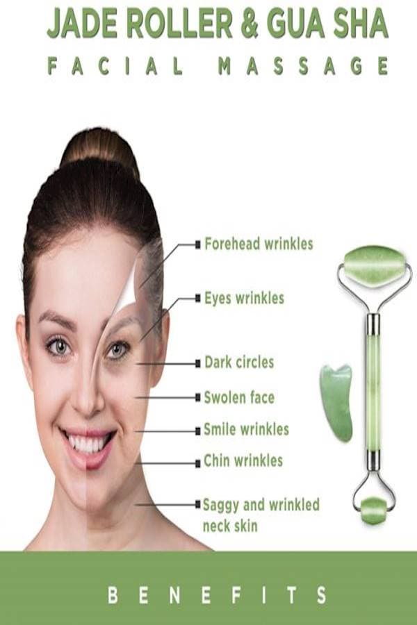 Face Massage Roller With Stone Green/Silver Face Massagers & Rollers (٣)