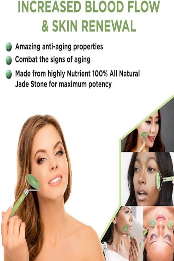 Face Massage Roller With Stone Green/Silver Face Massagers & Rollers (٥)