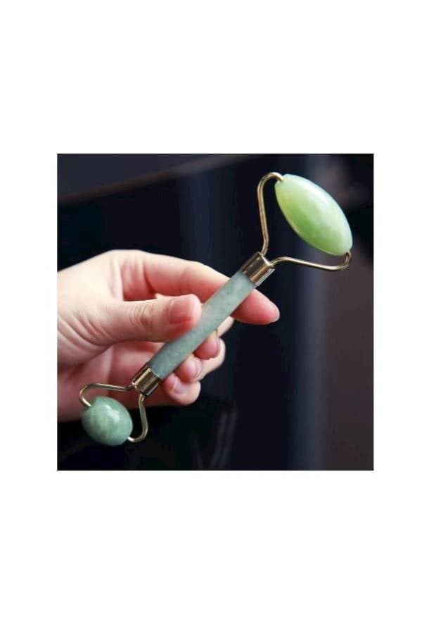 Portable Facial Massage Jade Roller Green/Gold (3)