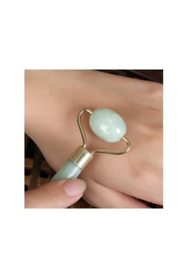Portable Facial Massage Jade Roller Green/Gold (5)