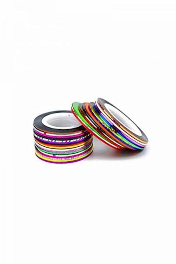 15-Piece Nail Art String Tape Pink/Green/Purple