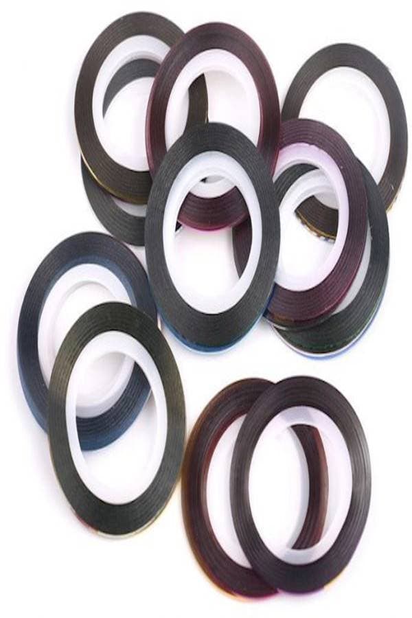 15-Piece Nail Art String Tape Pink/Green/Purple (٤)
