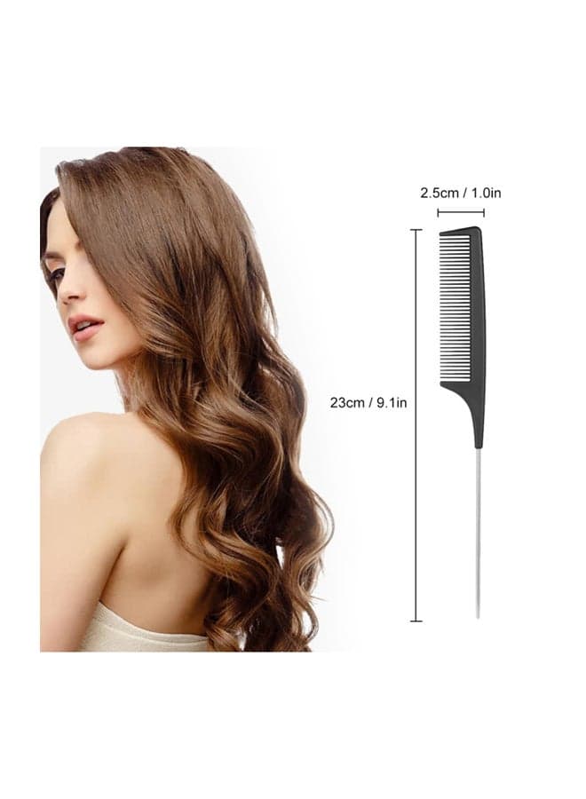 Professional Barber Hairdressing Comb Black/Silver Hair Combs (٤)