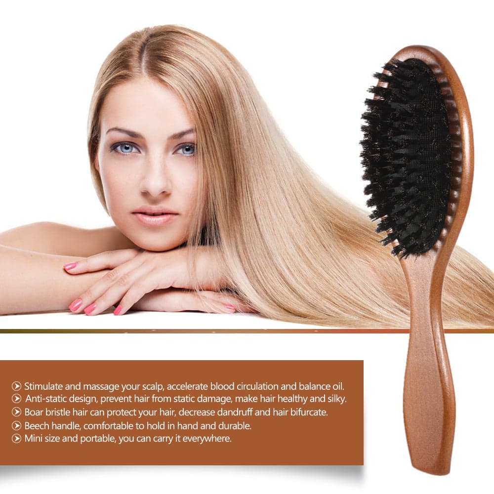 Natural Boar Bristle Hair Brush Multicolour 0.068kg Hair Combs (٣)