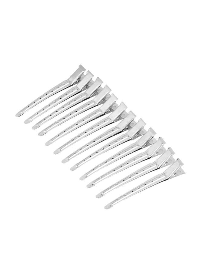 12-Piece Duck Bill Hair Clips Silver 3.35inch