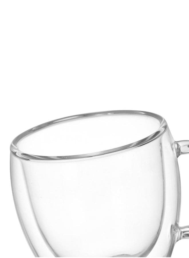 Double Layers Coffee Mug With Handle Heat Insulation Drinking Cup Transparent 7.4x4.5x8cm (٣)