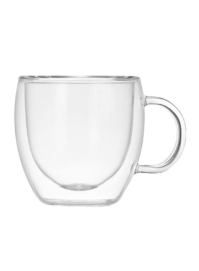 Double Layers Coffee Mug With Handle Heat Insulation Drinking Cup Transparent 7.4x4.5x8cm