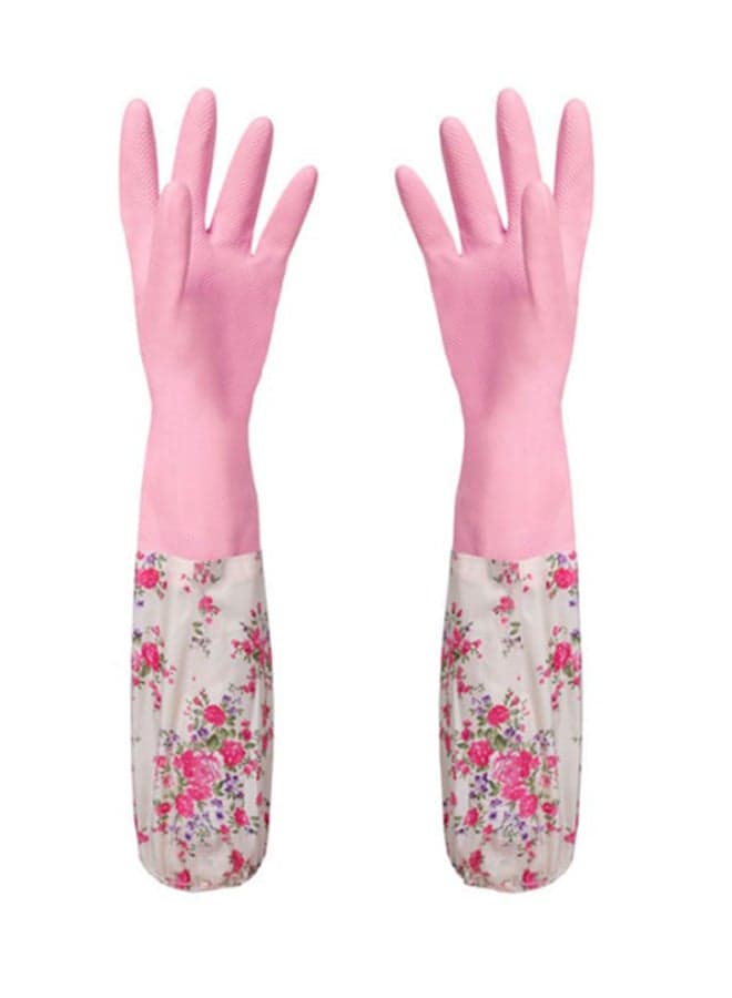 Winter Plus Velvet Latex Gloves Pink 49.5cm Kitchen & Table Linen Accessories