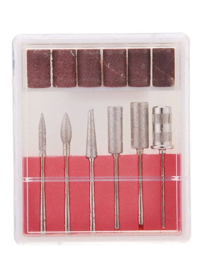 6-Piece Nail Art Drill Bits Pink/Silver