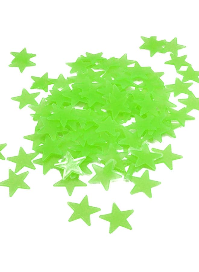 100-Piece Fluorescent Glow In The Dark Stars Wall Decorative Stickers Set Green 8 X 8 X1cm Wall Stickers & Murals