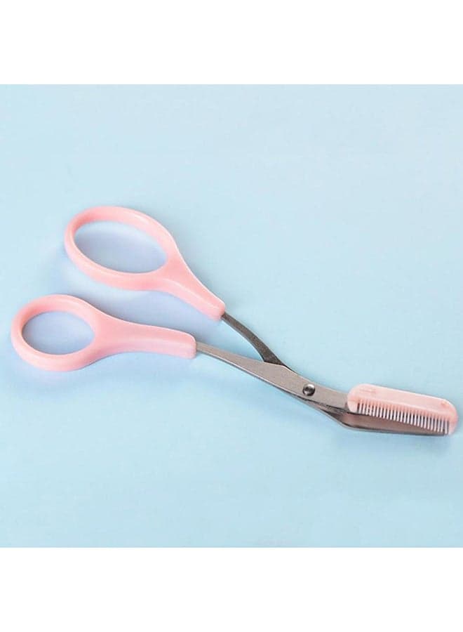 Brow Grooming  Scissors with Comb Pink Eyebrow Grooming Scissors (٣)