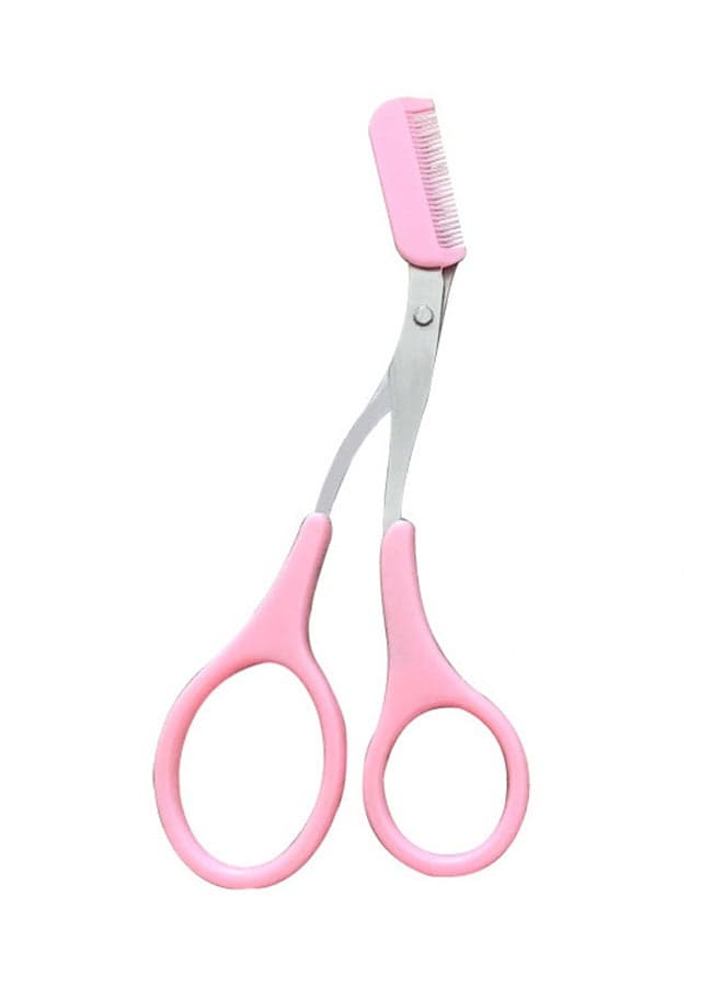 Eyebrow Trimmer Scissor Comb Pink Eyebrow Grooming Scissors