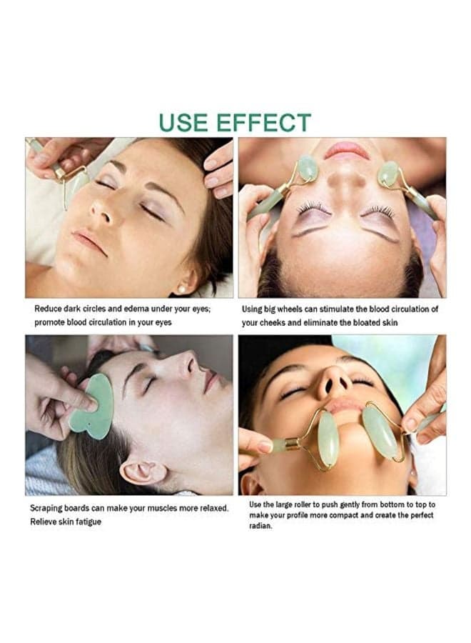 Anti Aging Facial Massage Gift Set Green/Silver Face Massagers & Rollers (٦)