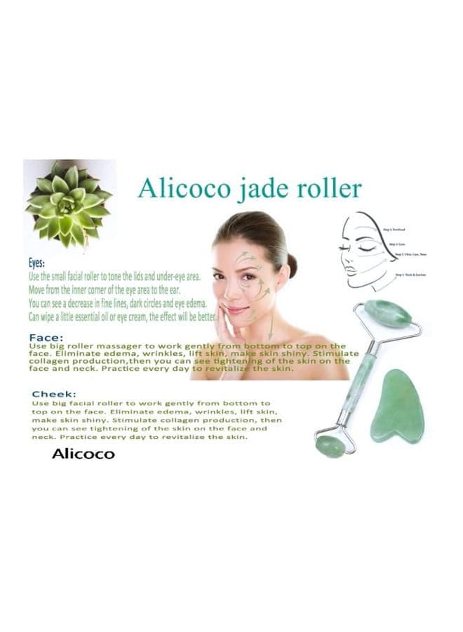Anti Aging Facial Massage Gift Set Green/Silver Face Massagers & Rollers (٧)