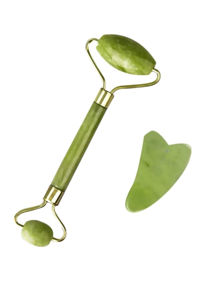 Jade Facial Roller With Gua Sha Green/Gold Face Massagers & Rollers