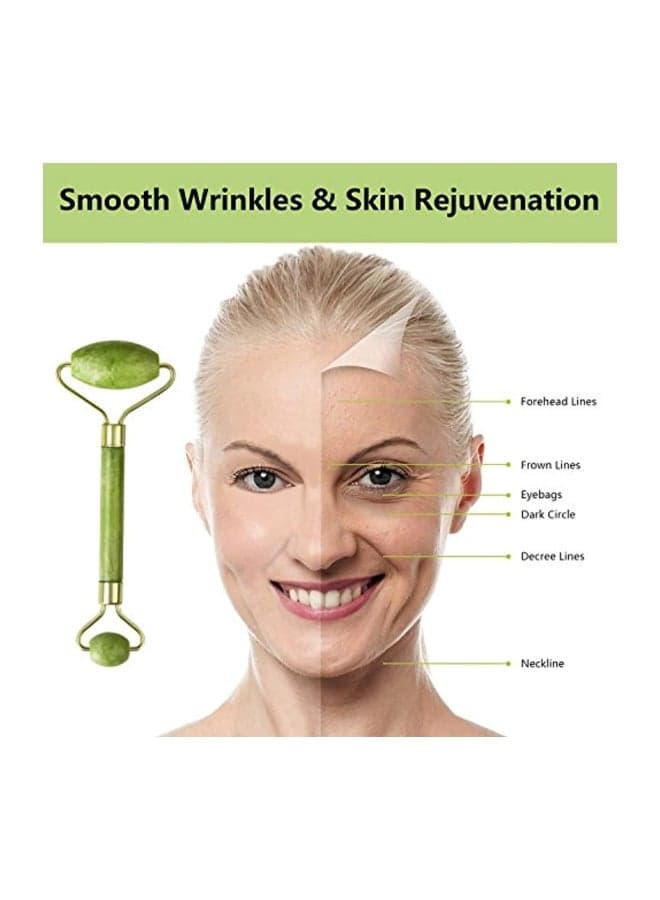 Jade Facial Roller With Gua Sha Green/Gold Face Massagers & Rollers (٧)