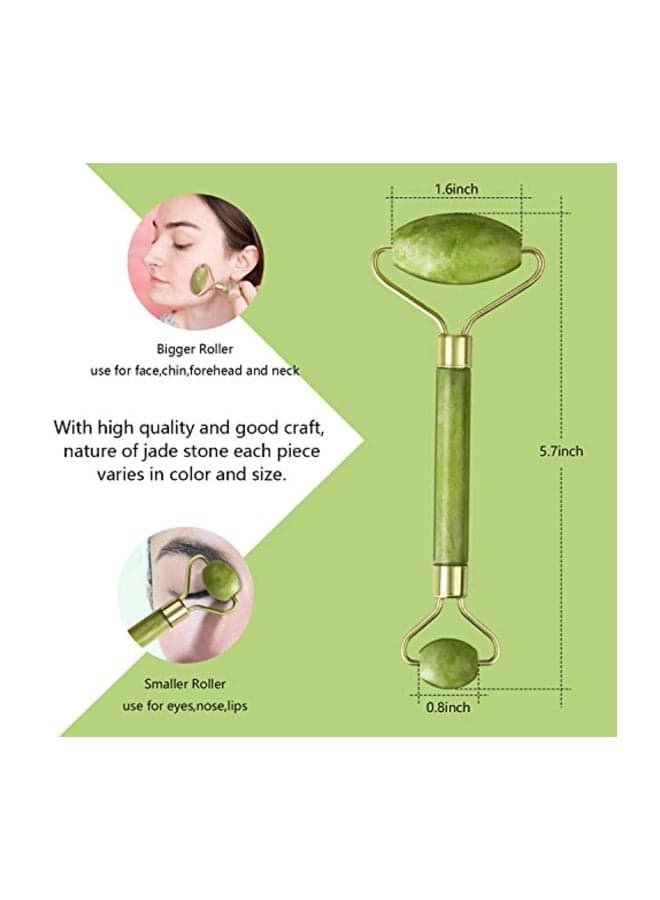 Jade Facial Roller With Gua Sha Green/Gold Face Massagers & Rollers (٦)