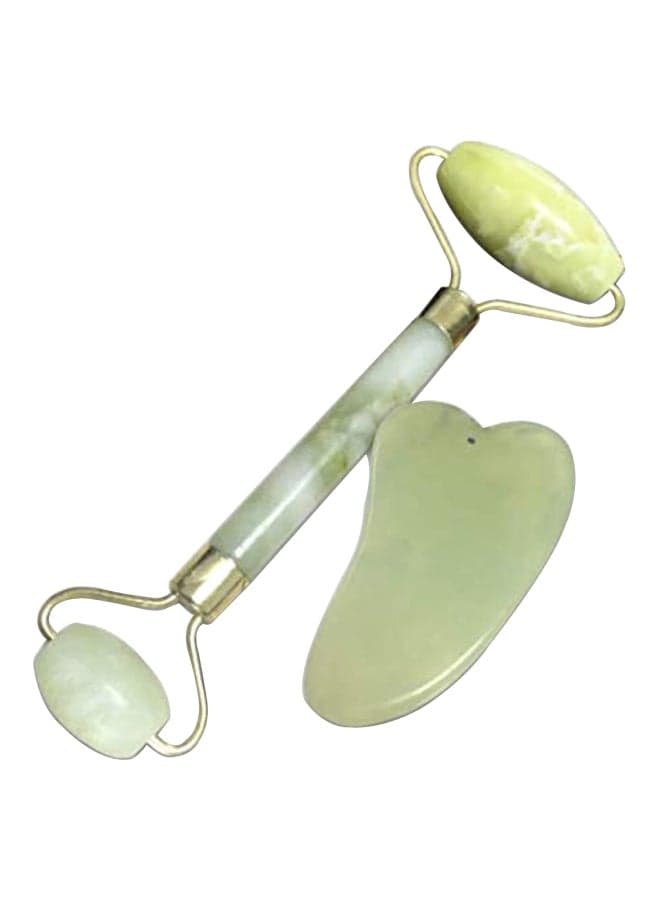 Facial Puffiness Massager Roller With Gua Sha Scraper Green/Gold Face Massagers & Rollers
