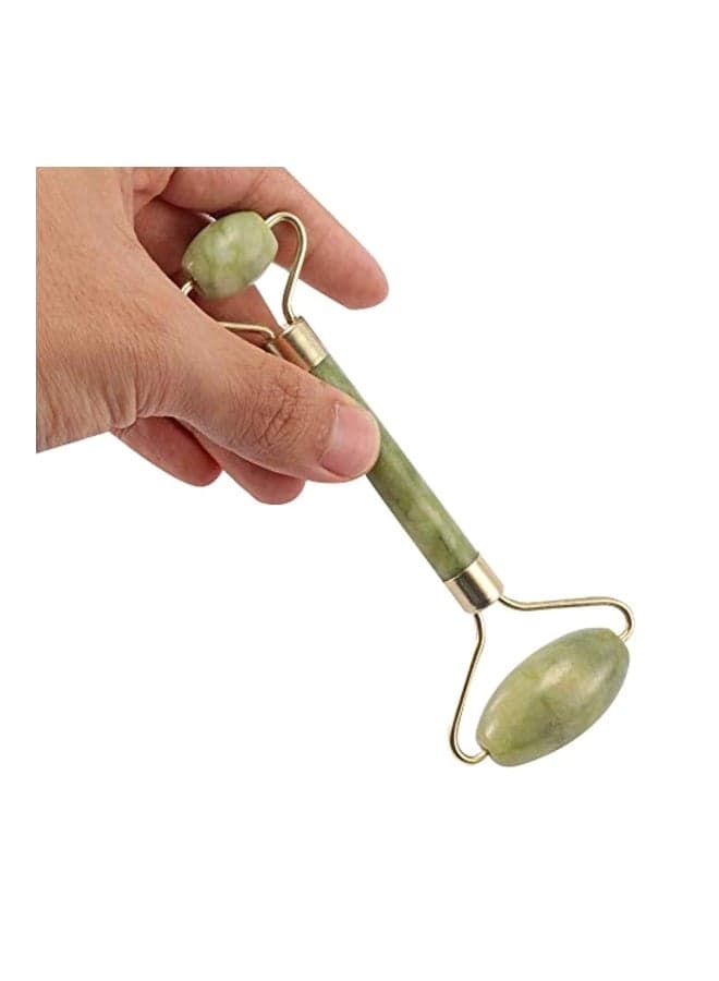 Facial Puffiness Massager Roller With Gua Sha Scraper Green/Gold (4)