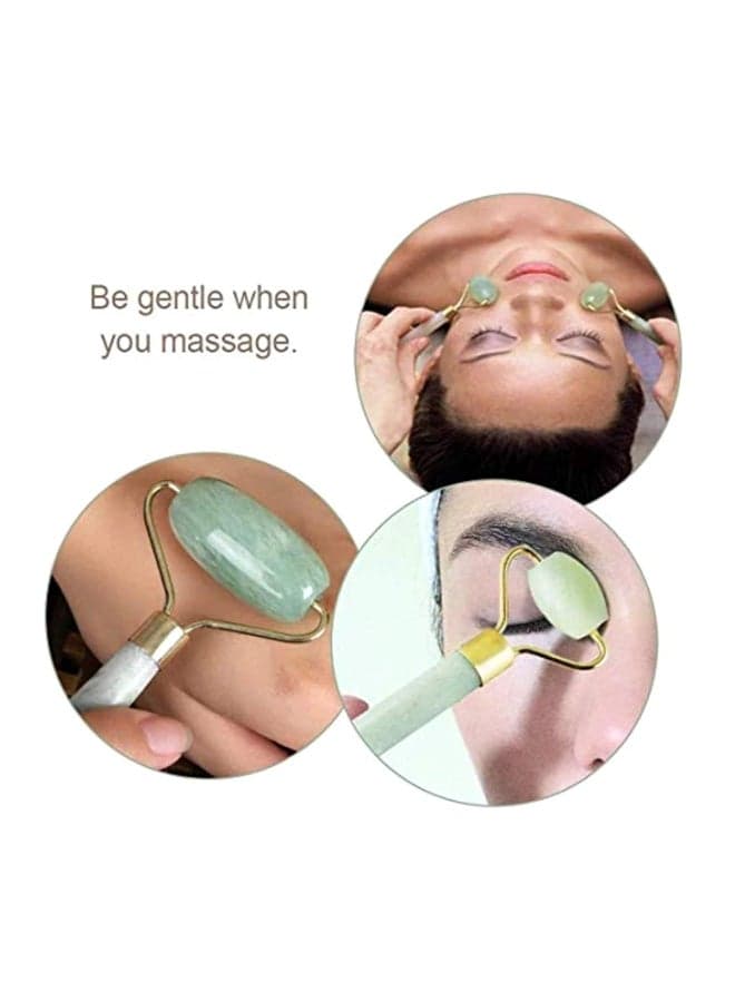 Facial Puffiness Massager Roller With Gua Sha Scraper Green/Gold (5)
